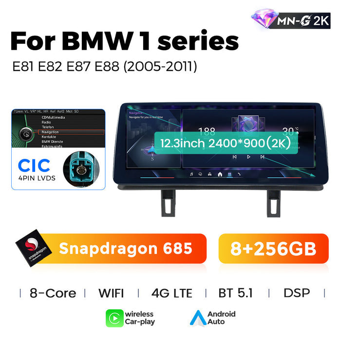 12.3 Applicable to BMW 1 Series E87 2005-2012 Android Large Screen Central Control Car Navigation Bluetooth Carplay