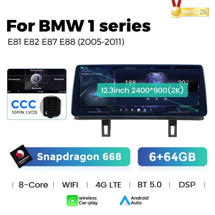 12.3 Applicable to BMW 1 Series E87 2005-2012 Android Large Screen Central Control Car Navigation Bluetooth Carplay