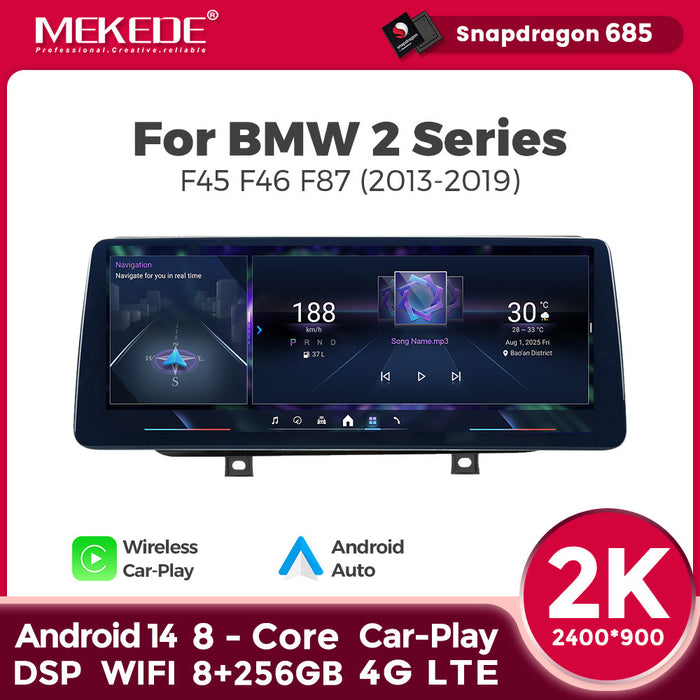 12.3 Applicable to BMW 2 Series F45 F46 F87 2013-2019 Android large screen central control car navigation Bluetooth