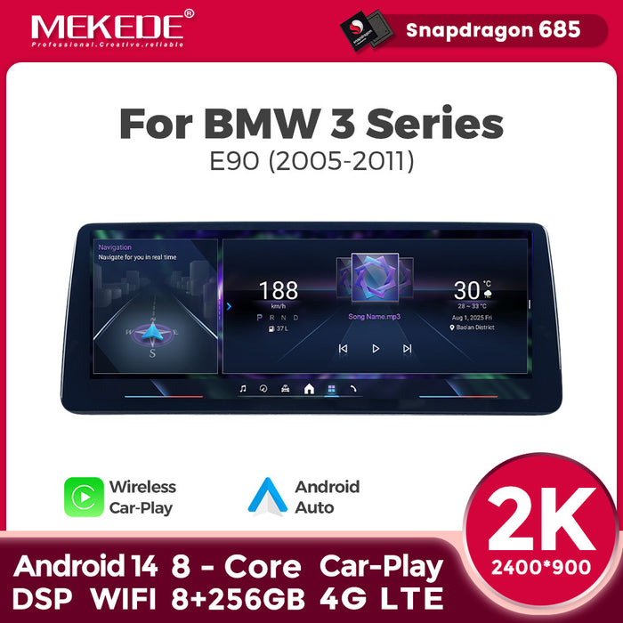 12.3 Applicable to BMW 3 Series E90 E92 05-12 Android Large Screen Central Control Car Navigation Bluetooth Carplay