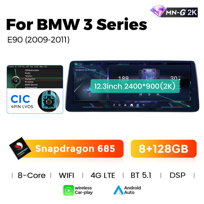 12.3 Applicable to BMW 3 Series E90 E92 05-12 Android Large Screen Central Control Car Navigation Bluetooth Carplay