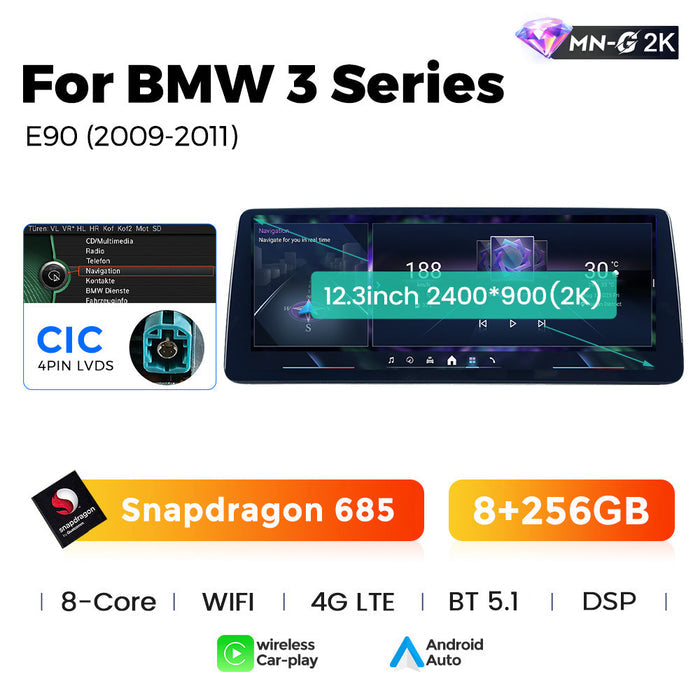 12.3 Applicable to BMW 3 Series E90 E92 05-12 Android Large Screen Central Control Car Navigation Bluetooth Carplay