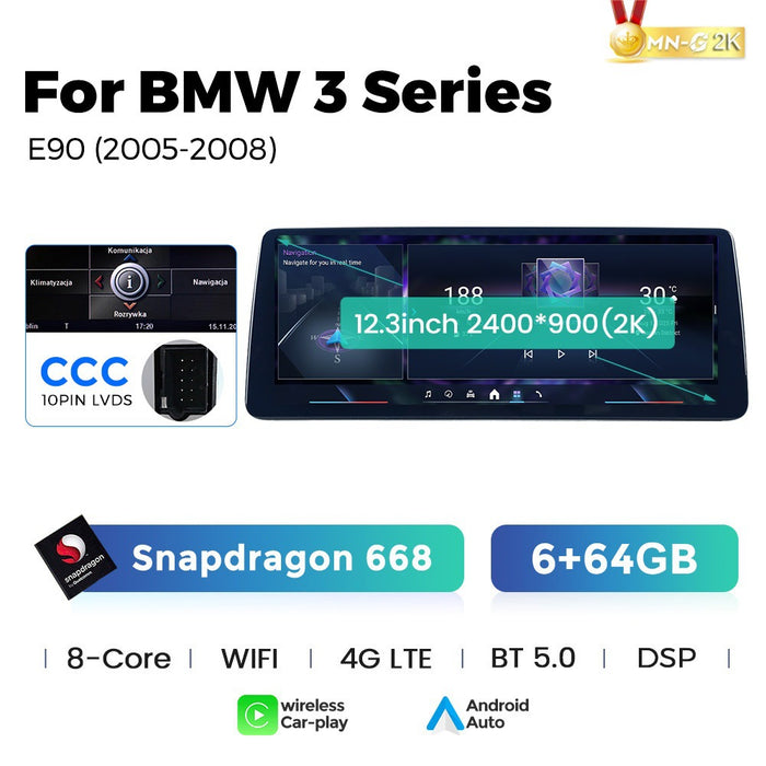 12.3 Applicable to BMW 3 Series E90 E92 05-12 Android Large Screen Central Control Car Navigation Bluetooth Carplay