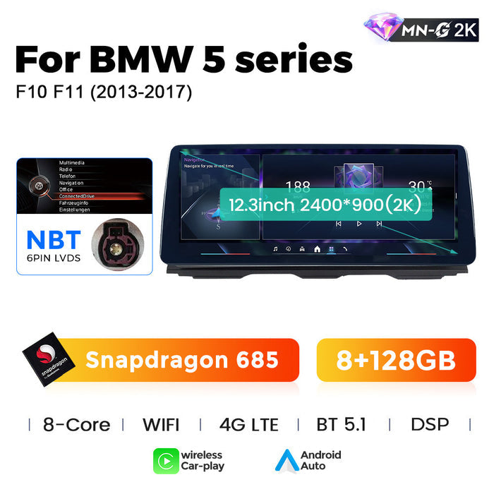 12.3 Applicable to BMW 5 Series F10 M5 11-17 Android large screen central control car navigation Bluetooth Carplay