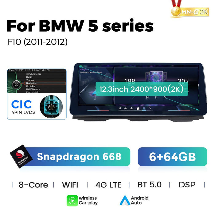 12.3 Applicable to BMW 5 Series F10 M5 11-17 Android large screen central control car navigation Bluetooth Carplay