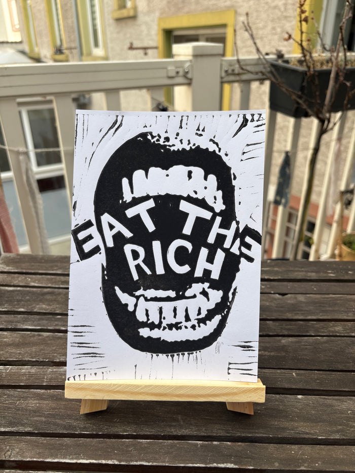 Linoldruck: Eat the rich