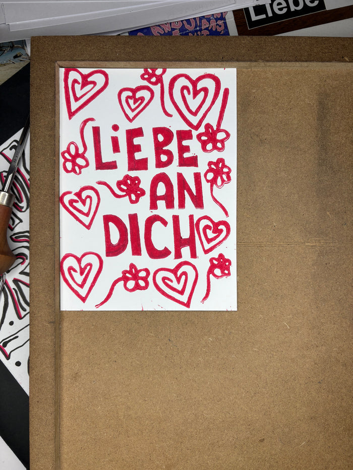 Linoldruck: Liebe an dich