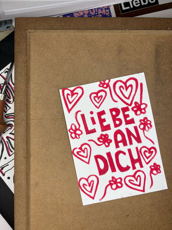 Linoldruck: Liebe an dich