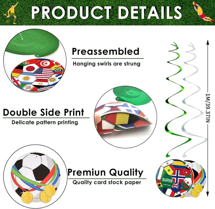 15 cm (5.9 inch) diameter soccer ball card cutouts with classic black-and-white design