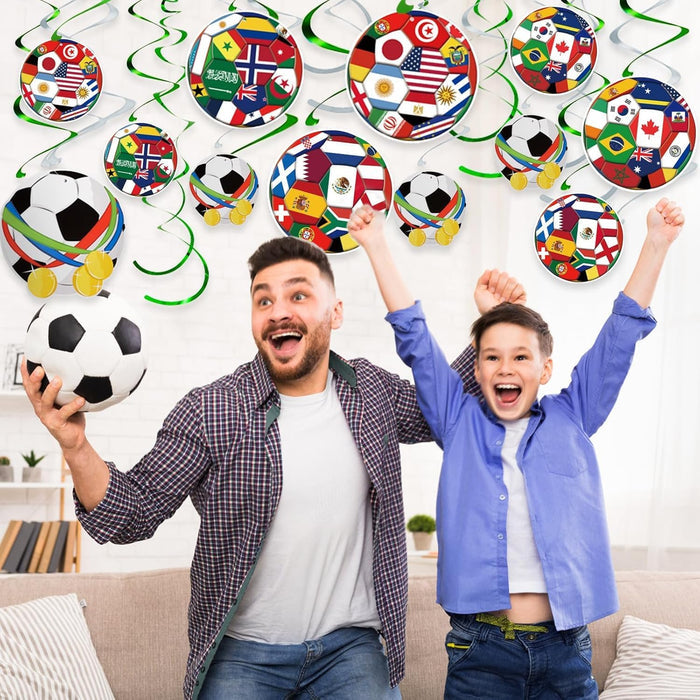 product line variants in 14-pc, 24-pc, 28-pc counts and add-on world cup banner options for flexible party sizing