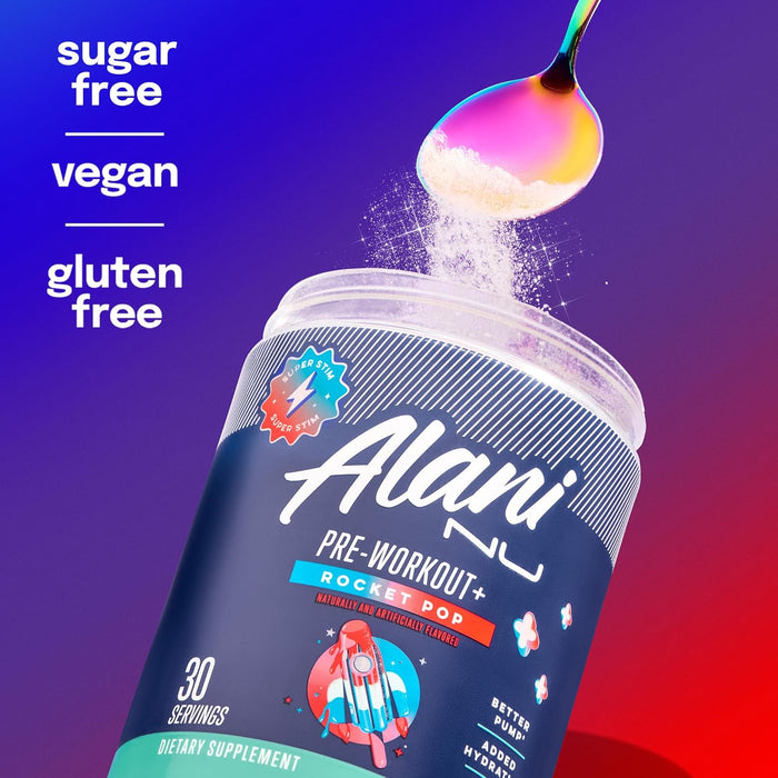 Alani Nu Pre Workout+ Powder for Lunch Break Training Sessions, No-Crash Energy for Busy Professionals