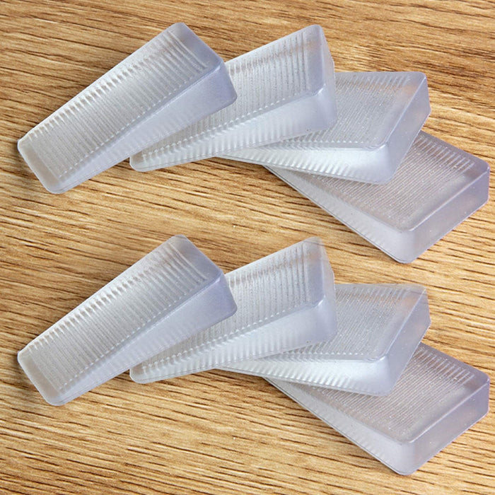 pack of 8 clear (or black) pvc shims with tapered 2mm to 10mm height profile