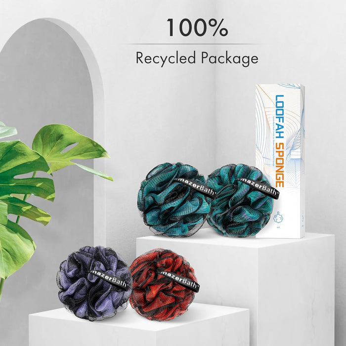 AmazerBath Charcoal Loofah Sponge – Practical Self-Care Gift Set for Her, Men and Teens