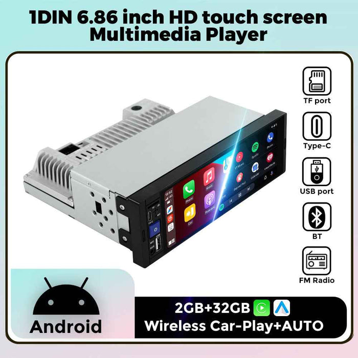 Android single ingot 6.86 inch car MP5 music player high definition reversing machine wired wireless Carplay