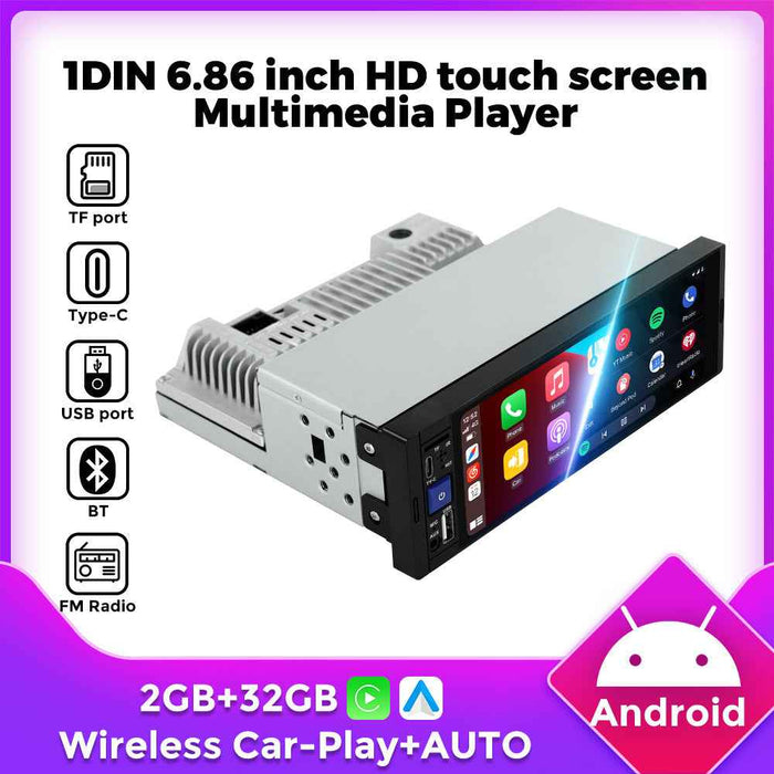 Android single ingot 6.86 inch car MP5 music player high definition reversing machine wired wireless Carplay
