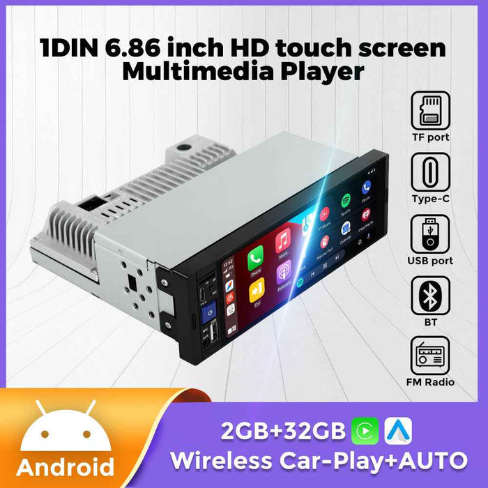 Android single ingot 6.86 inch car MP5 music player high definition reversing machine wired wireless Carplay