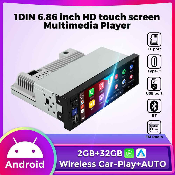 Android single ingot 6.86 inch car MP5 music player high definition reversing machine wired wireless Carplay