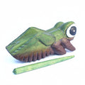 Green and brown cricket figurine with a scaper to make sound