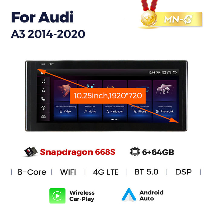 Applicable to Audi A3 2014-2020 Android large screen central control car navigation Bluetooth Carplay