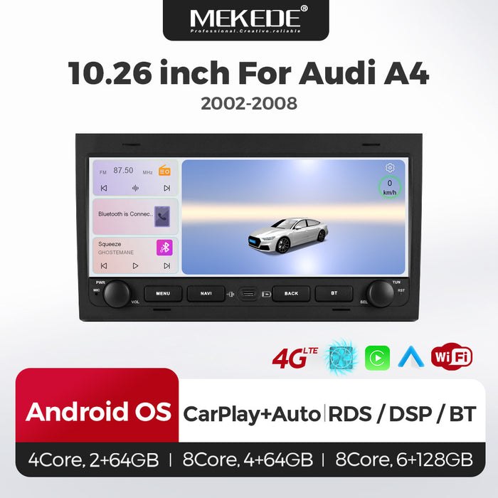 Applicable to Audi A4 2002-2008 button Android large screen central control navigation Bluetooth radio 10.25 inches