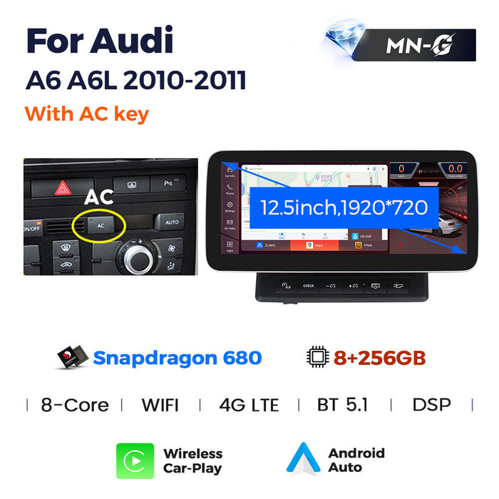 Applicable to Audi A6 2010-2015 Android large screen central control car navigation Bluetooth Carplay