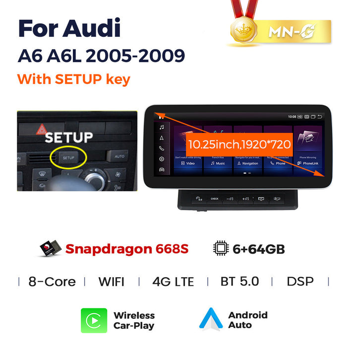 Applicable to Audi A6 2010-2015 Android large screen central control car navigation Bluetooth Carplay
