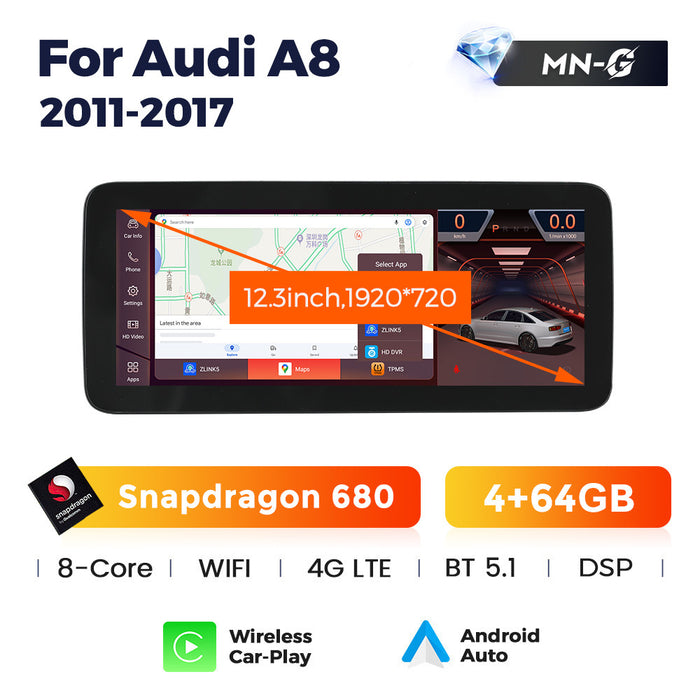 Applicable to Audi A8 2011-2011 Android large screen central control car navigation Bluetooth Carplay
