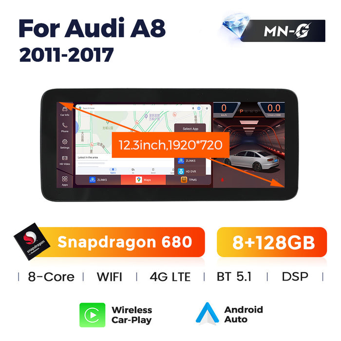 Applicable to Audi A8 2011-2011 Android large screen central control car navigation Bluetooth Carplay