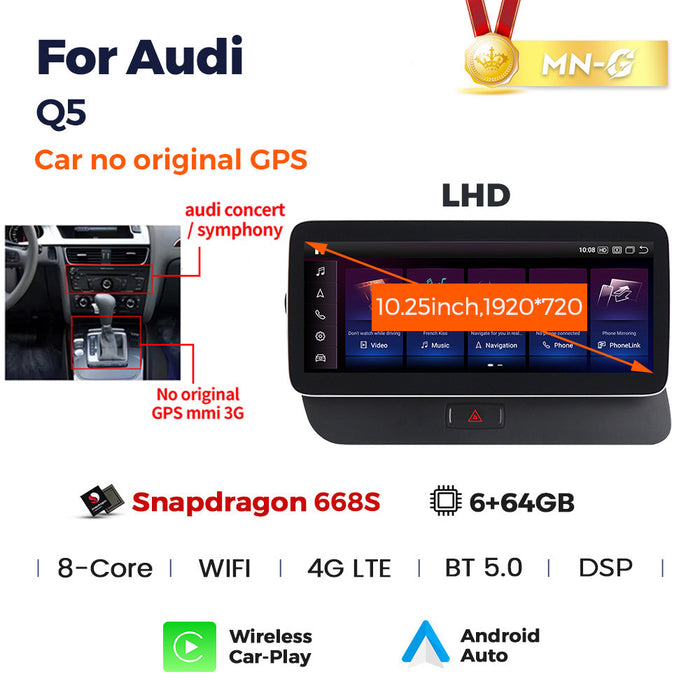Applicable to Audi Q5 SQ5 2009-2016 Android large screen central control car navigation Bluetooth Carplay