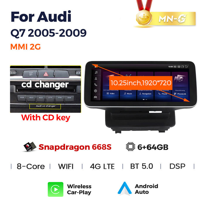 Applicable to Audi Q7 2005-2015 Android large screen central control car navigation Bluetooth Carplay