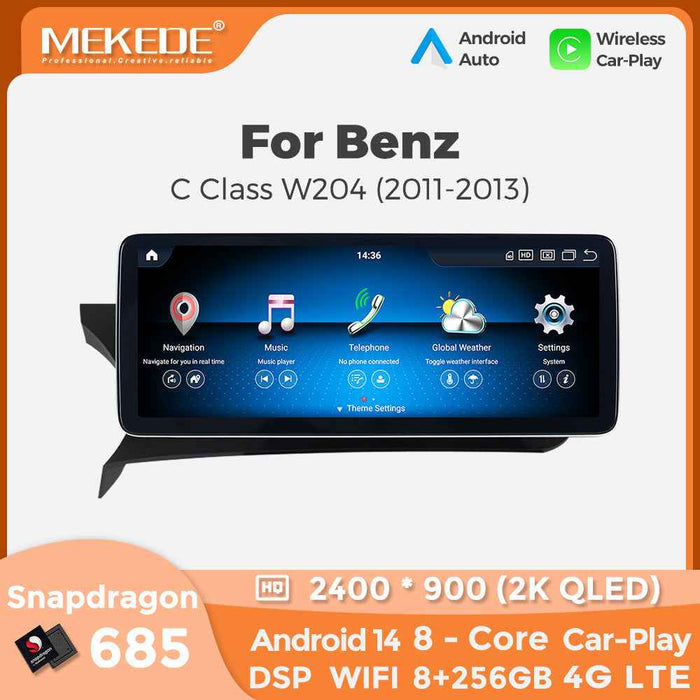 Applicable to Mercedes-Benz C-Class W204 C63 11-13 years Android large screen central control car navigation Bluetooth Carplay