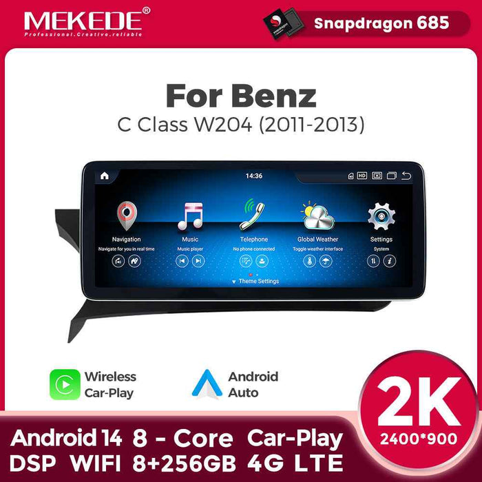 Applicable to Mercedes-Benz C-Class W204 C63 11-13 years Android large screen central control car navigation Bluetooth Carplay