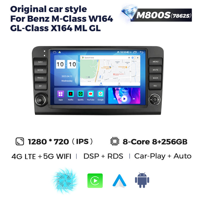 Applicable to Mercedes-Benz ML W164 GL X164 Android large screen central control car navigation radio screen 256G