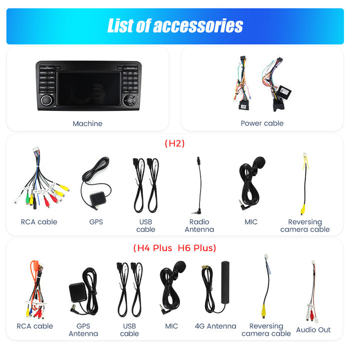 Applicable to Mercedes-Benz ML/GL W164/X164 Android large-screen central control navigation radio button special machine