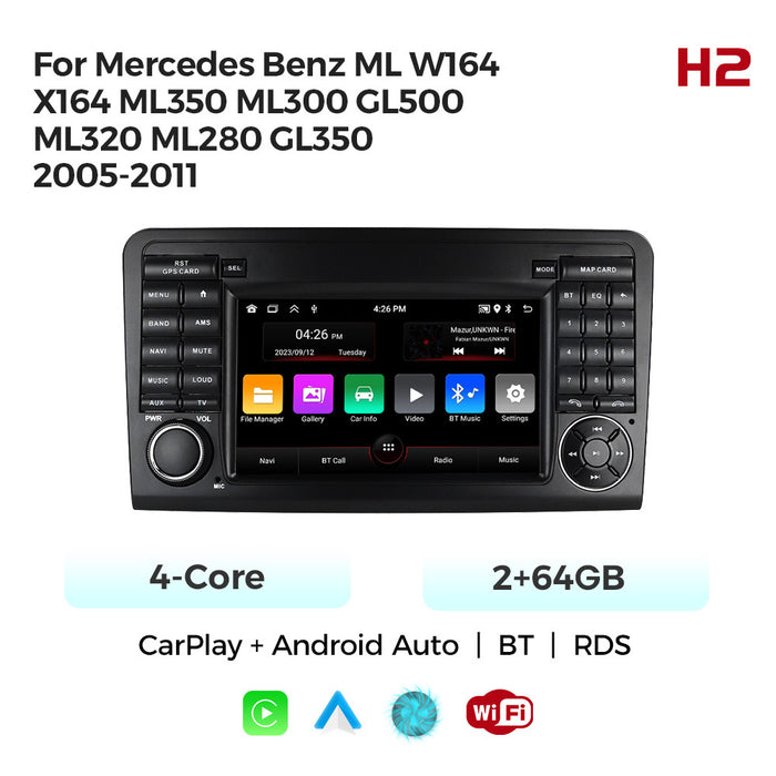 Applicable to Mercedes-Benz ML/GL W164/X164 Android large-screen central control navigation radio button special machine