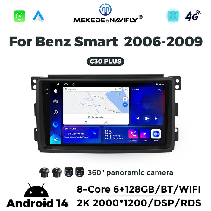 Applicable to Mercedes-Benz smatr 2006-2009 Android large screen central control car navigation radio screen carplay