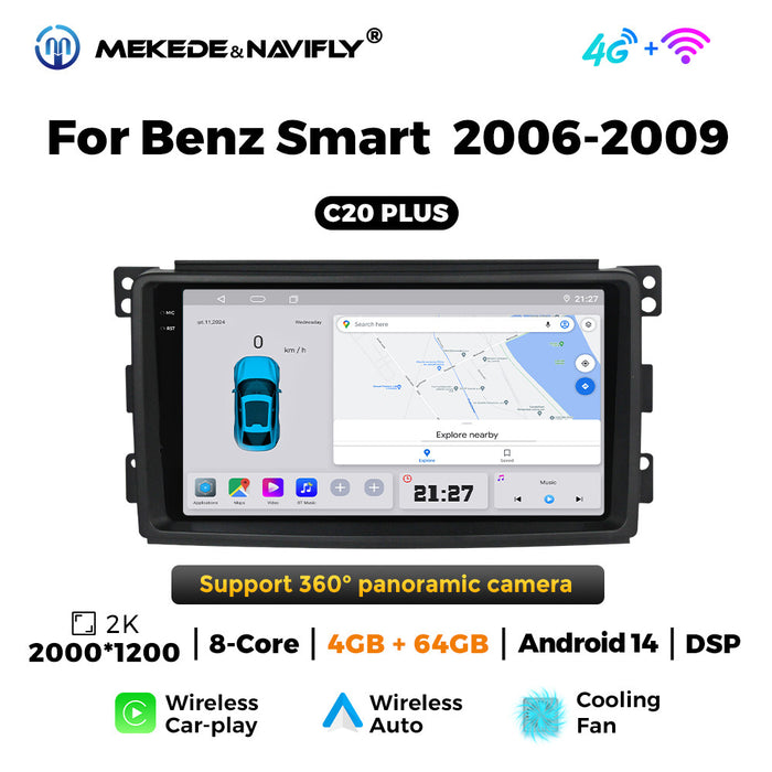 Applicable to Mercedes-Benz smatr 2006-2009 Android large screen central control car navigation radio screen carplay