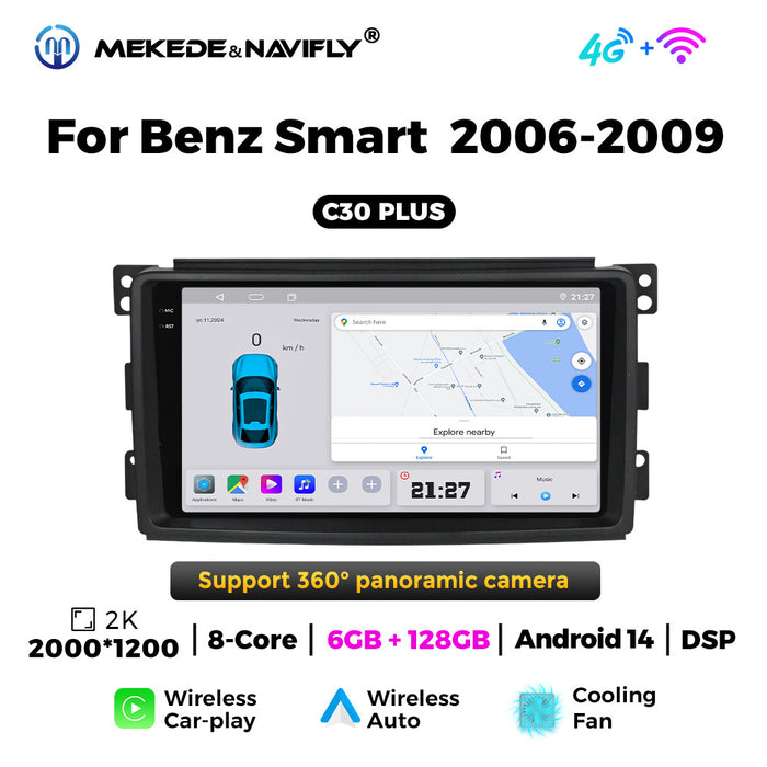 Applicable to Mercedes-Benz smatr 2006-2009 Android large screen central control car navigation radio screen carplay