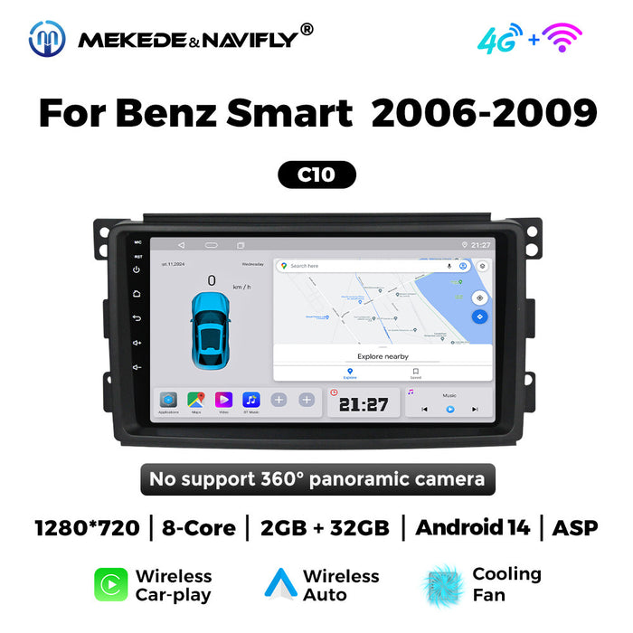 Applicable to Mercedes-Benz smatr 2006-2009 Android large screen central control car navigation radio screen carplay