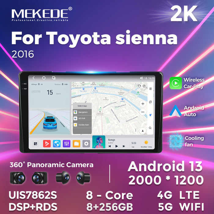 Applicable to Toyota Sienna 2016-2018 Android Large Screen Central Control Navigation Radio Bluetooth Carplay