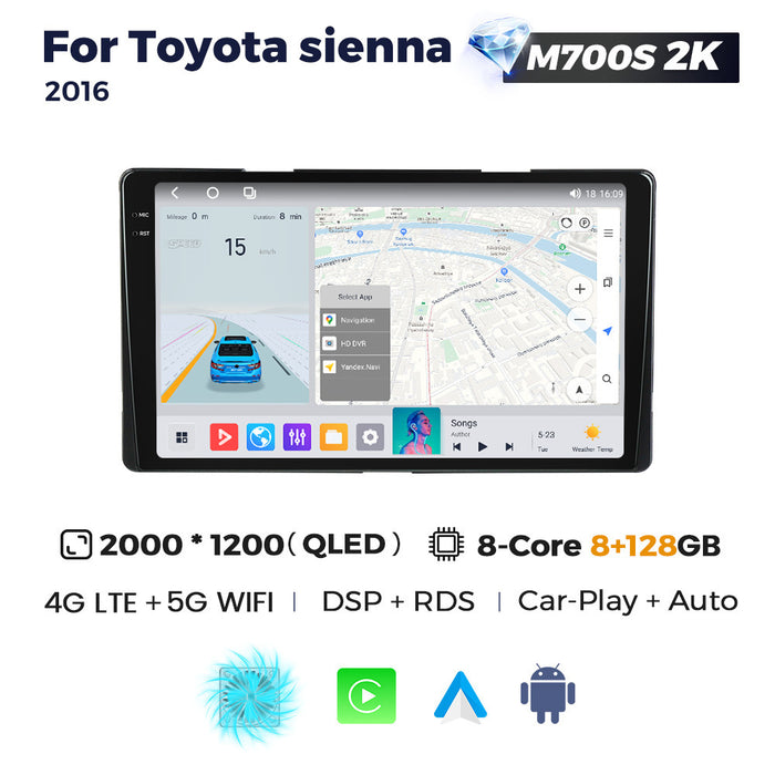 Applicable to Toyota Sienna 2016-2018 Android Large Screen Central Control Navigation Radio Bluetooth Carplay