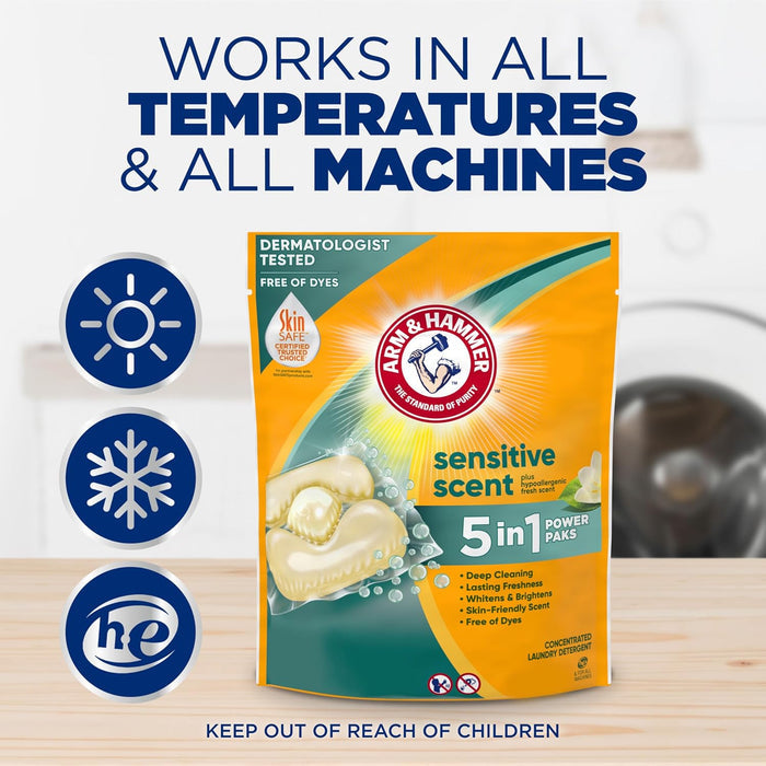 Arm & Hammer Hypoallergenic Laundry Paks – No-Spill Pacs for Heavily Soiled Kid Clothes and Sports Uniforms