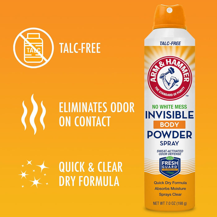 Arm & Hammer Invisible Body Spray for Odor & Sweat Control, Talc-Free Formula for Peace of Mind