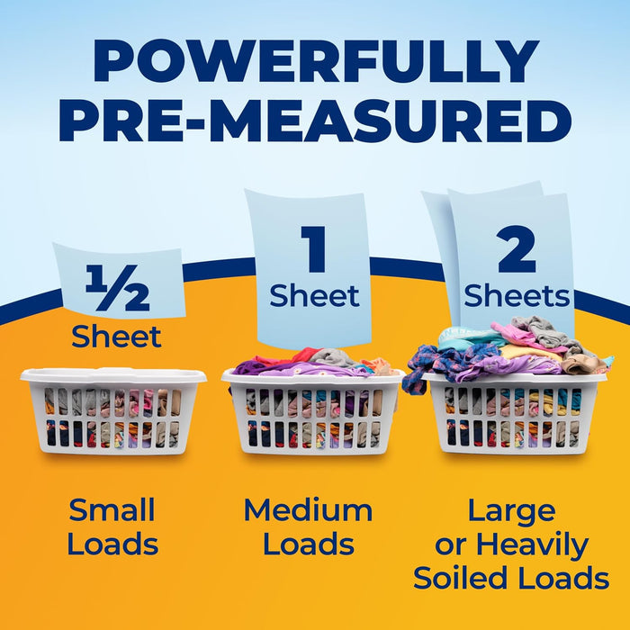 ARM & HAMMER Power Sheets Laundry Detergent – No-Spill Family Wash for Kids' Clothes and Playroom Laundry