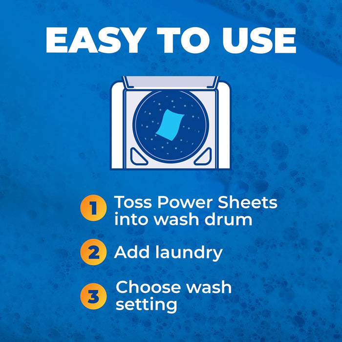 ARM & HAMMER Power Sheets Laundry Detergent – No-Spill Family Wash for Kids' Clothes and Playroom Laundry