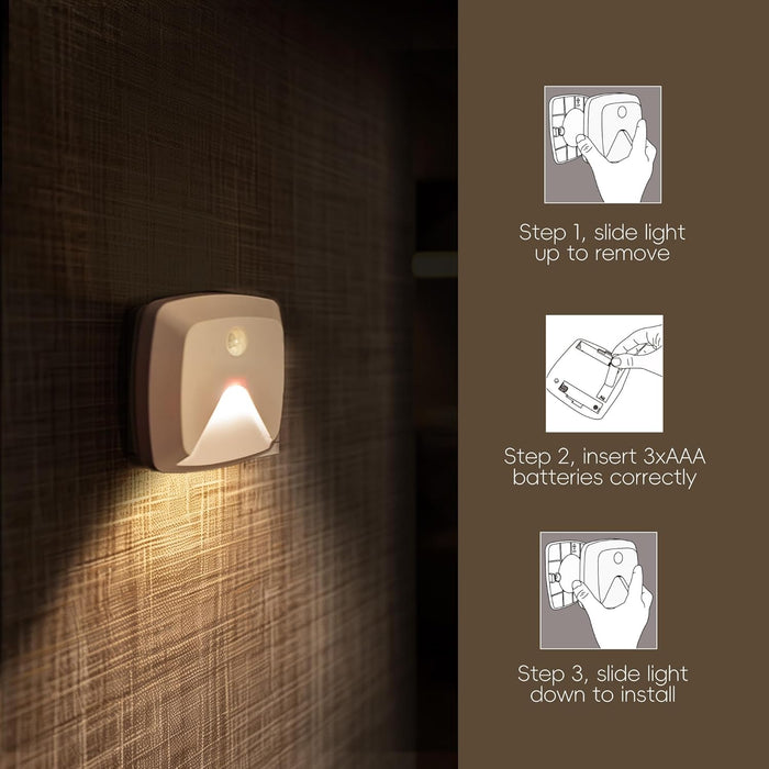 Aurora Glow LED Stick-Anywhere Lights – Smoke-Free, Auto Shutoff Night Lights for Staircases and Bathrooms