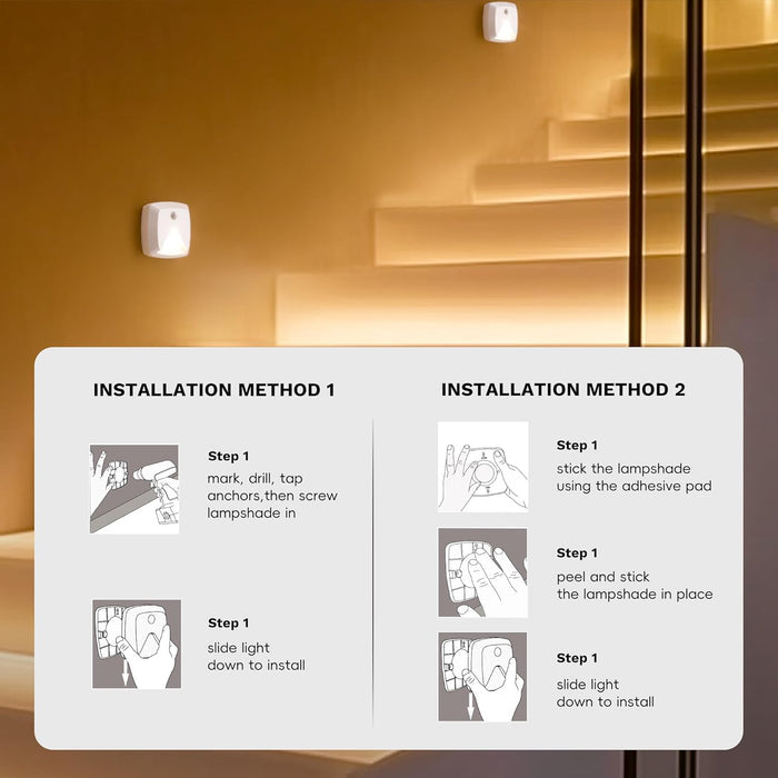 Aurora Glow LED Stick-Anywhere Lights – Smoke-Free, Auto Shutoff Night Lights for Staircases and Bathrooms