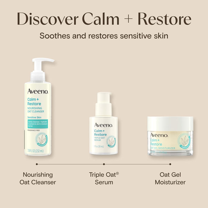 Aveeno Calm + Restore Cleanser – Dermatologist-Tested, Gentle Face Wash Safe for Reactive & Eczema-Prone Skin