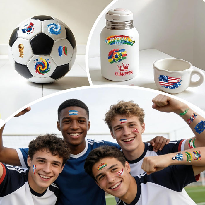 sports/soccer-themed designs covering world cup and football imagery
