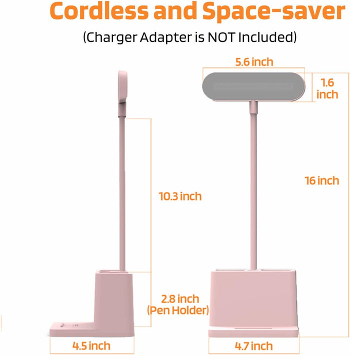 AXX Cute Desk Lamp Pink – Sweet Housewarming Gift for Her, Cordless LED Reading Light for Small Apartment Desk